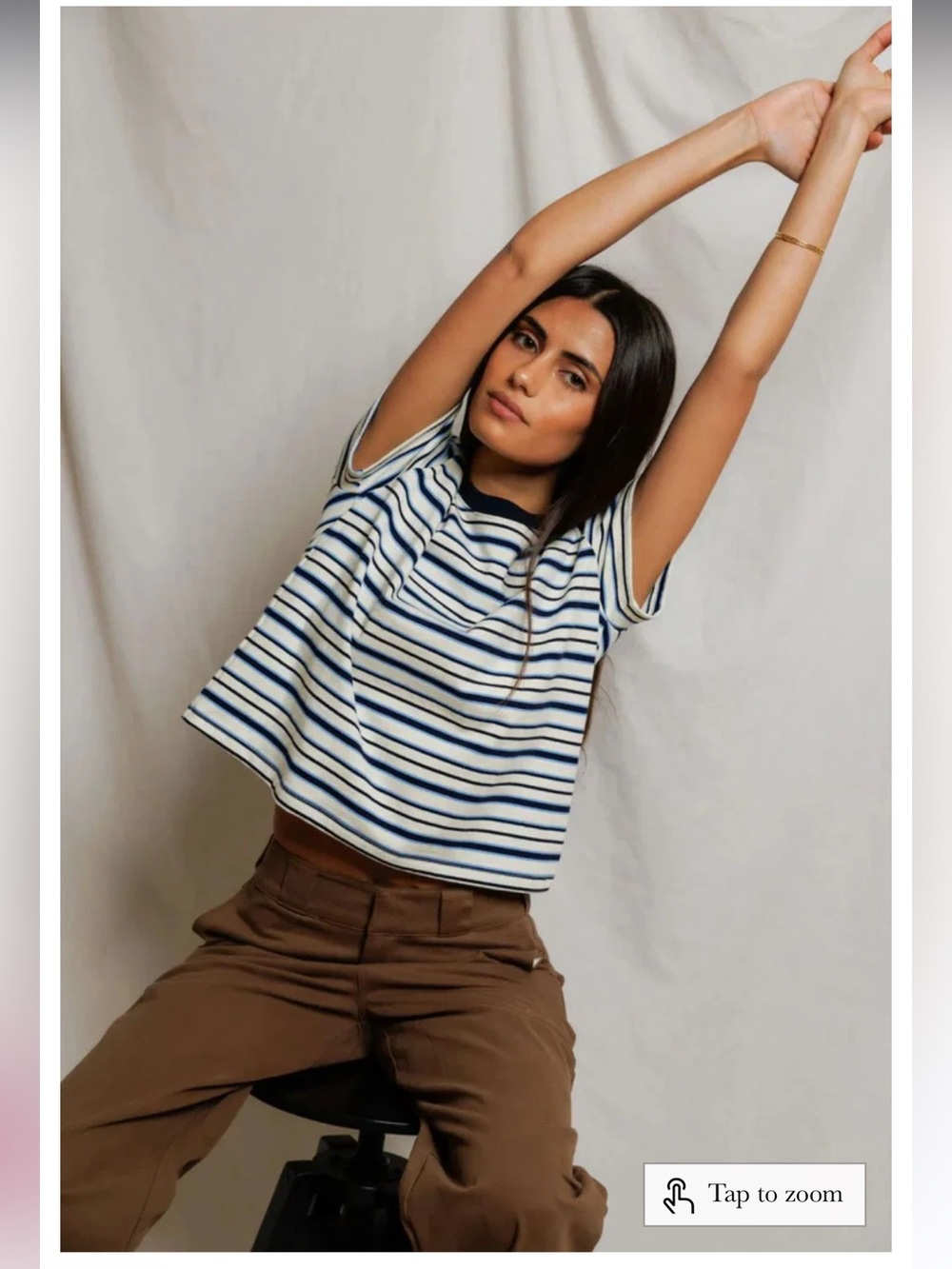 perfectwhitetee Striped Short-Sleeve Crewneck Top in White & Blue